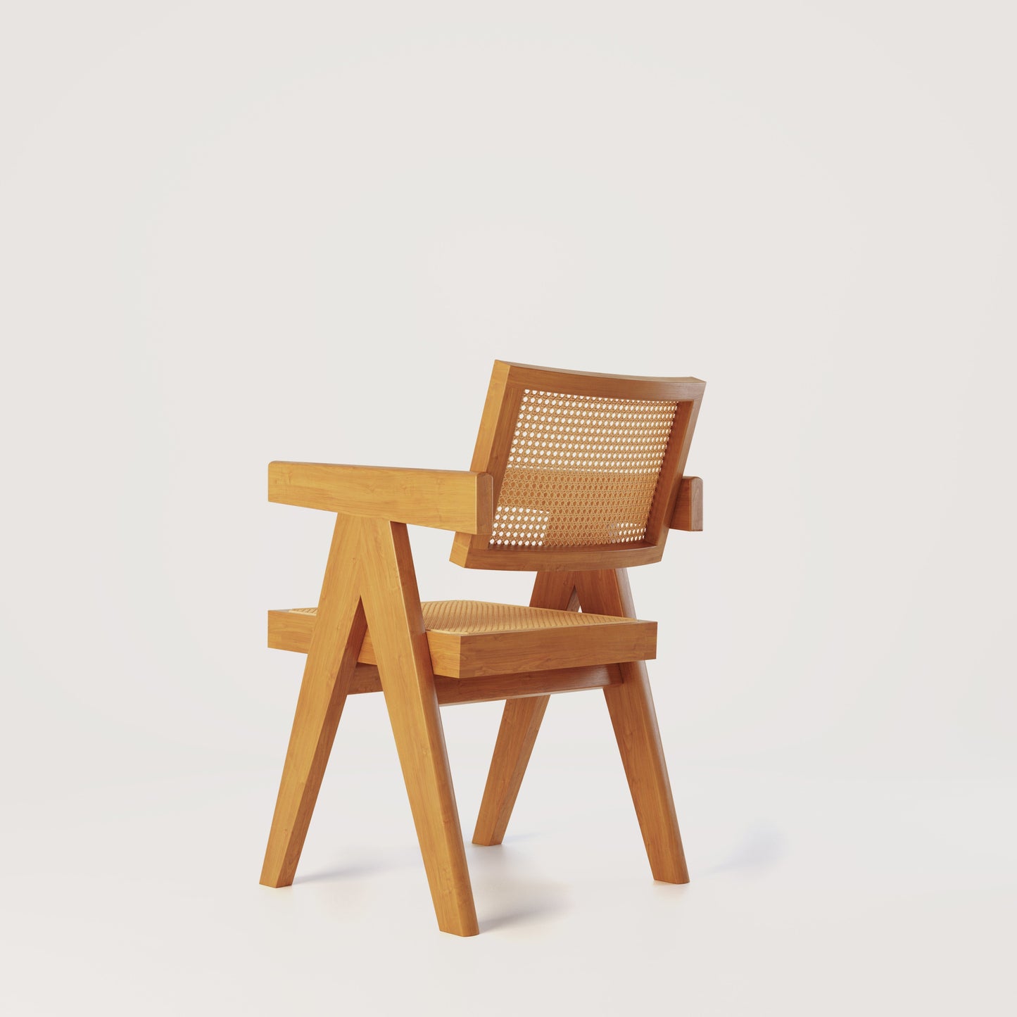 Pierre Jeanneret Dining Armchair/ Solid Original Cherry Wood